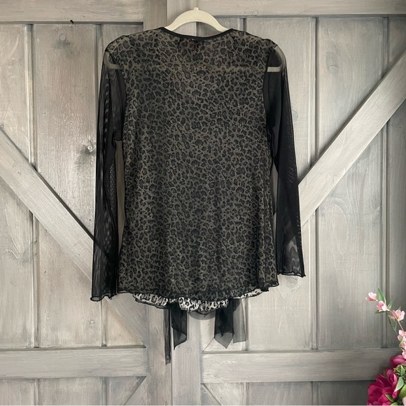 Dark Fairy WhimsiGoth Sheer Leopard Blouse Black netting longsleeve‎ festival - Picture 8 of 9